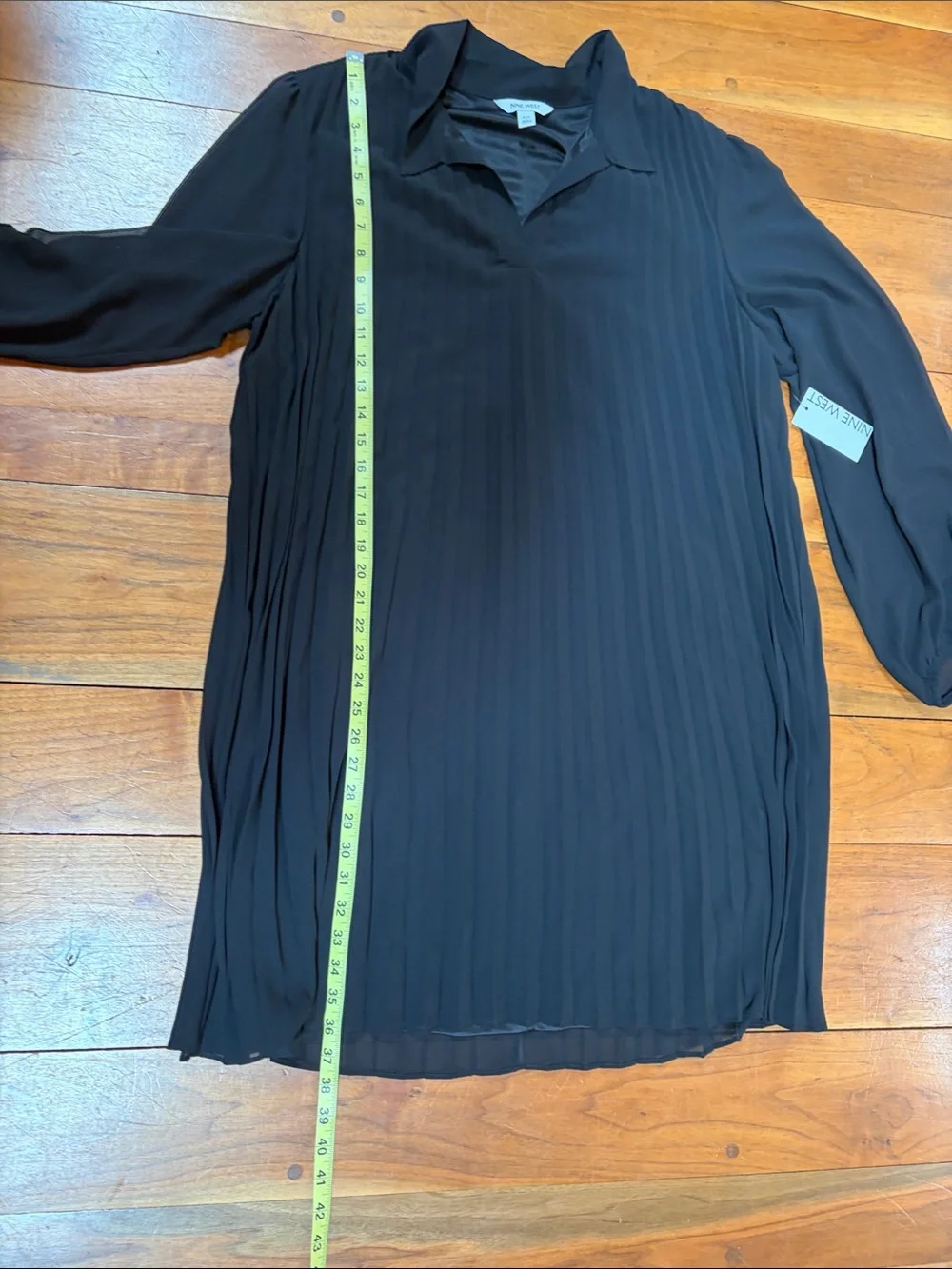 Nine West Black Pleated Tunic Dress